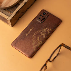 Lion With Custom Name Rustic Engraved Mobile Skin