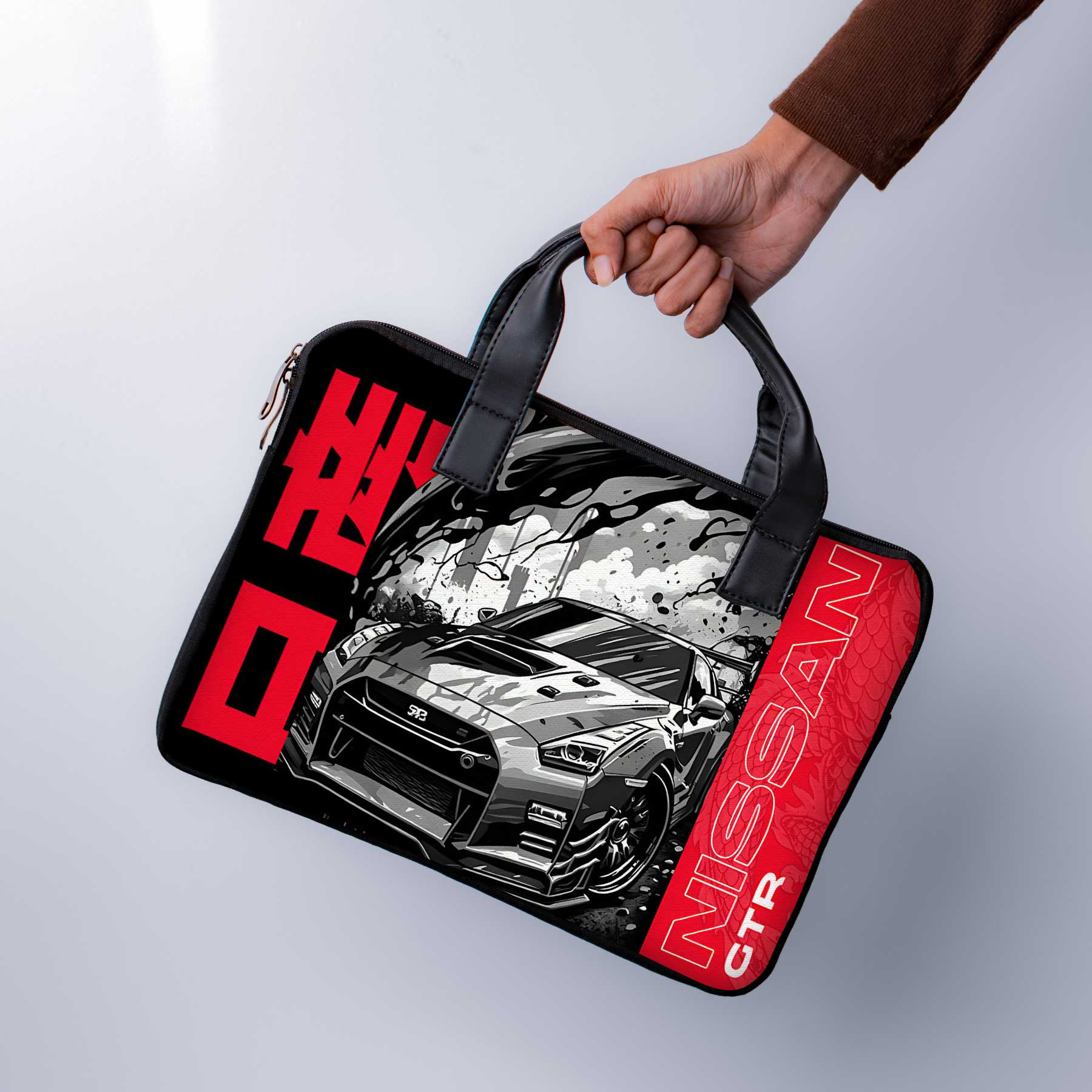 Red & Black Laptop Sleeve With Handle