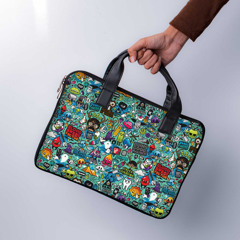 Blue Abstract Laptop Sleeve With Handle - WrapCart