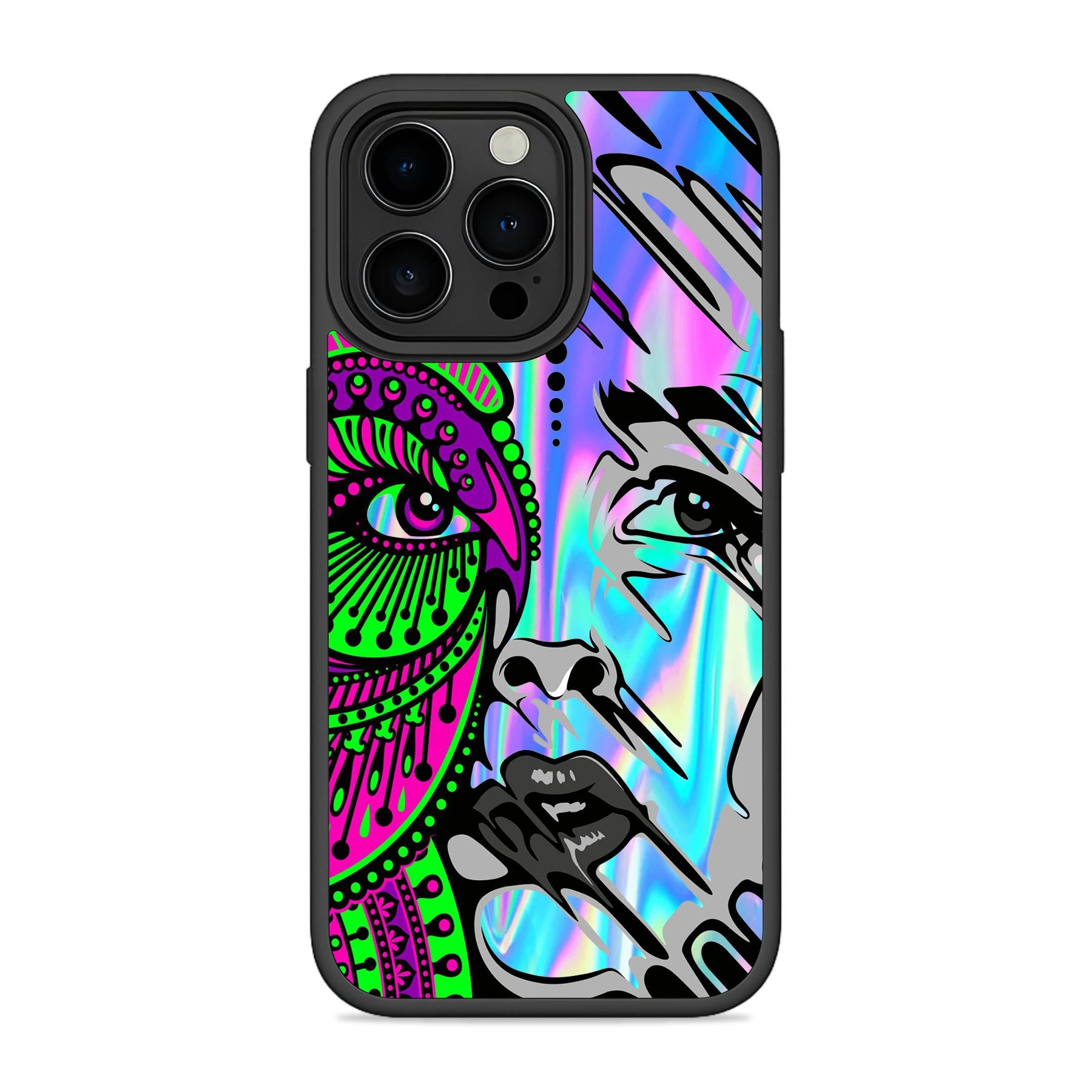 Trippy Shiny Holographic Mobile Bumper Cover For iPhone 15
