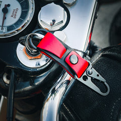 Red Strap Leather Key Chains - Black