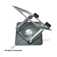 Desktop 360 Degree Rotating Base, Aluminum Metal Stand Holder, Foldable, Compatible with iPad, Tablet - Silver