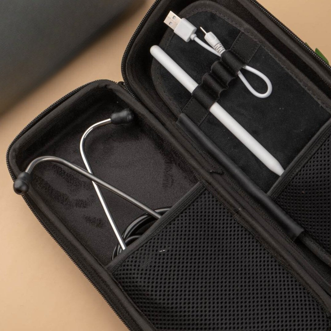 Hard Tech Organizer Case Bag for Electronics Accessories, Charger Cord, Stethoscope, Portable External Hard Drive, USB Cables - Rectangle Shape