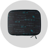 Round electronic device organizer with digital display on a white background