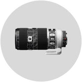 Black camera lens skin on a white background