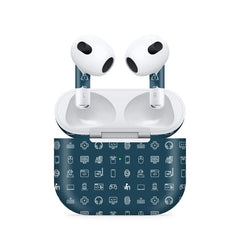 Airpods 4 Tech Icons Blue Skin