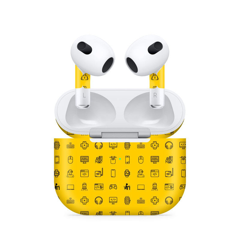 Airpods 4 Tech Icons Yellow Skin