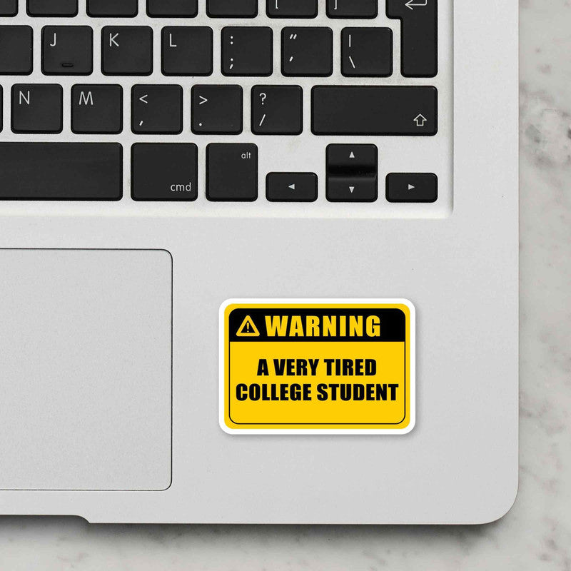 Tired Student Laptop Sticker