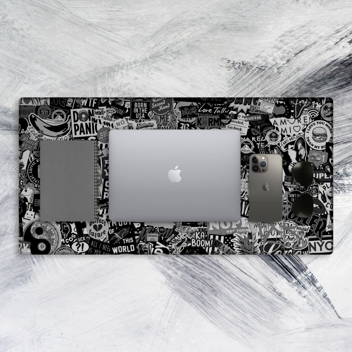 Black Doodle Tech Mat - Extra Large Mouse Pad