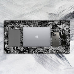 Black Doodle Tech Mat - Extra Large Mouse Pad