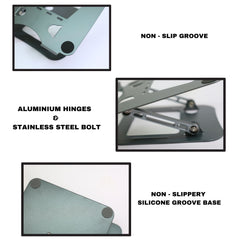 Desktop Aluminum Metal Stand Holder, Foldable, Compatible with iPad, Tablet - Silver