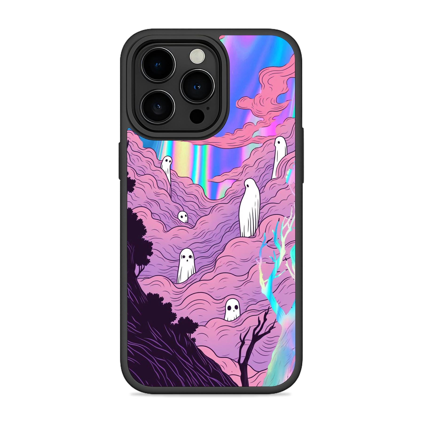 Ghosts Holographic Mobile Bumper Cover For iPhone 15 Pro