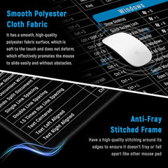 Anti-Slip Desk Pad with Excel Shortcuts - Large Rubber Smooth Desk Mat (80x30cm)