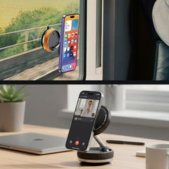 Car Rotatable Vacuum Magnetic Foldable Phone Holder (Orange)