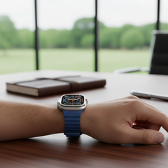 Apple Watch Magnetic Magna Leather Loop Blue Strap - 42/44/45/49 MM