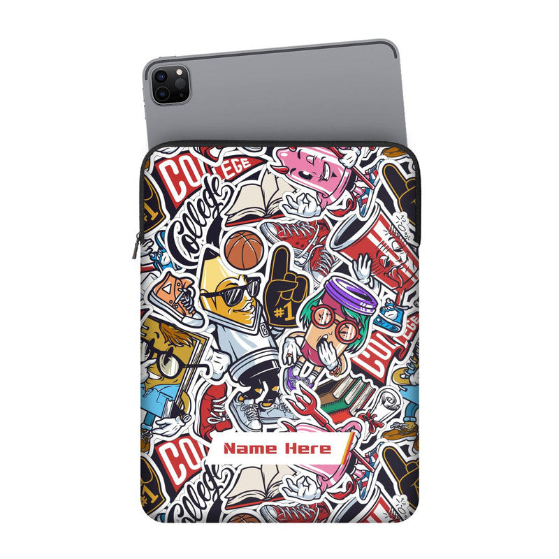 Cartoon Art Custom Name iPad Sleeve