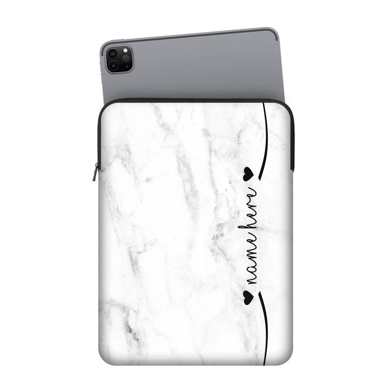 White Marble Custom Name iPad Sleeve