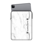 White Marble Custom Name iPad Sleeve