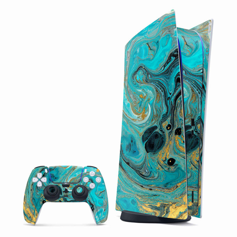 Blue Gold PlayStation Skin - Skins For PlayStation 5