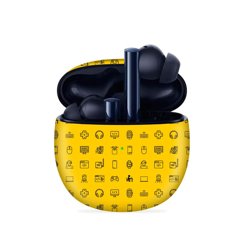 Tech Icons Yellow Skin For Realme Buds Air 2