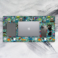 Blue Abstract Tech Mat - Big Mouse Pad For Gaming