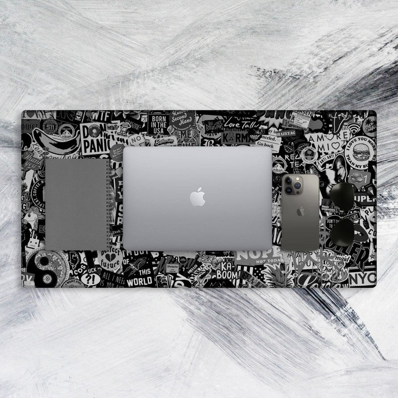 Black Graffiti Tech Mat - Extra Large Office Desk Mouse Pad