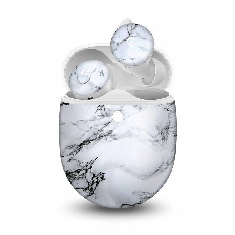 White Marble Skin For Pixel Buds A-Series