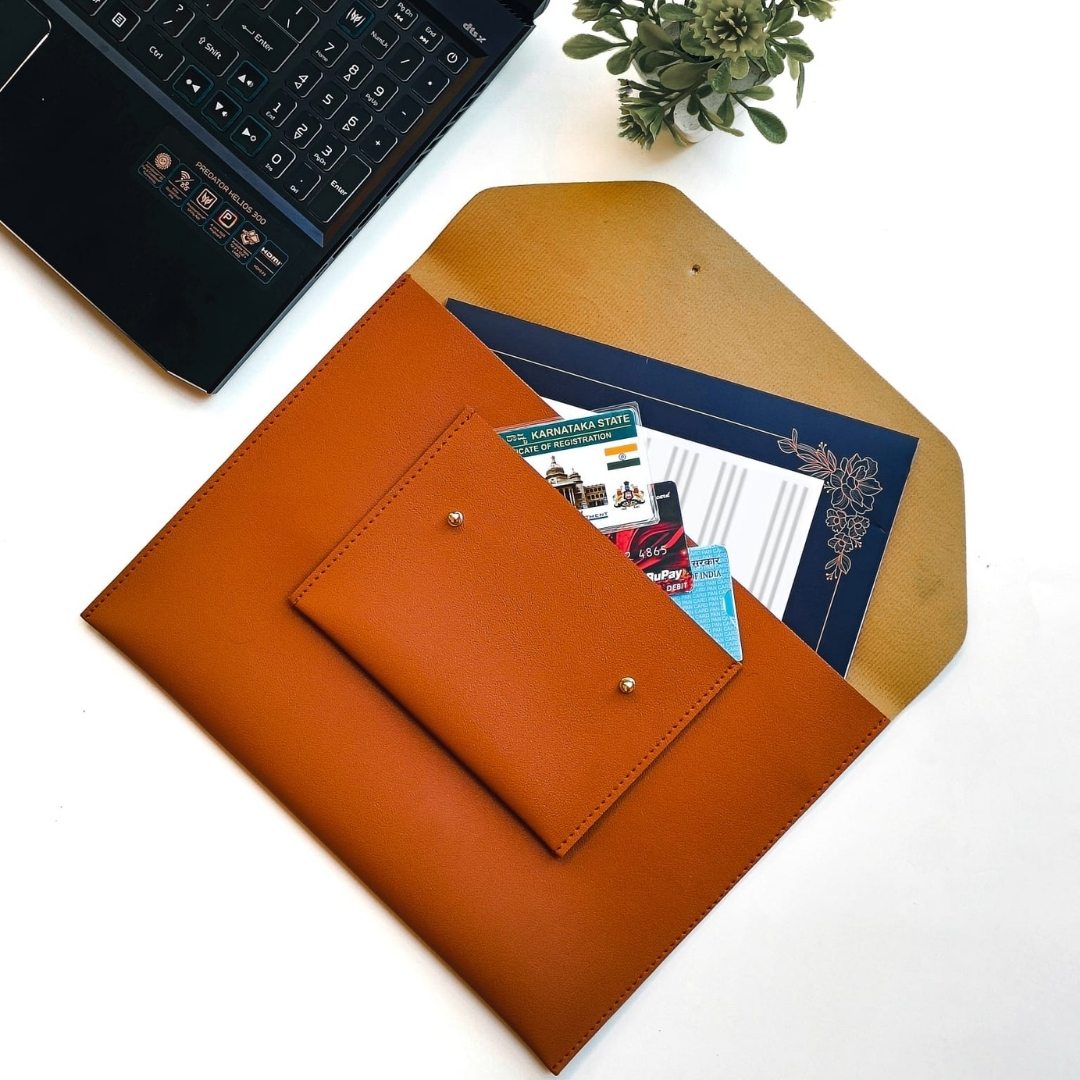 Leather Folder Documents Organizer