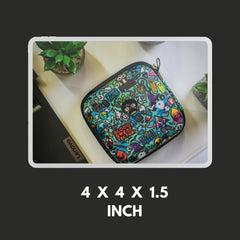 Set of 3 - Denim Multi Purpose Tech Organizer for Charger/Earphone/Pen Drives/Cables - Box Shape