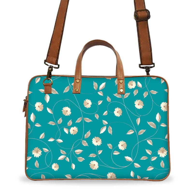 Teal Floral Deluxe Laptop Bag