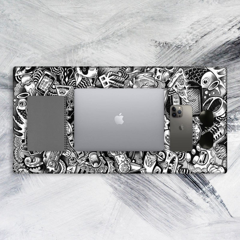 Grey Abstract Tech Mat - Big Mouse Pad For Gaming