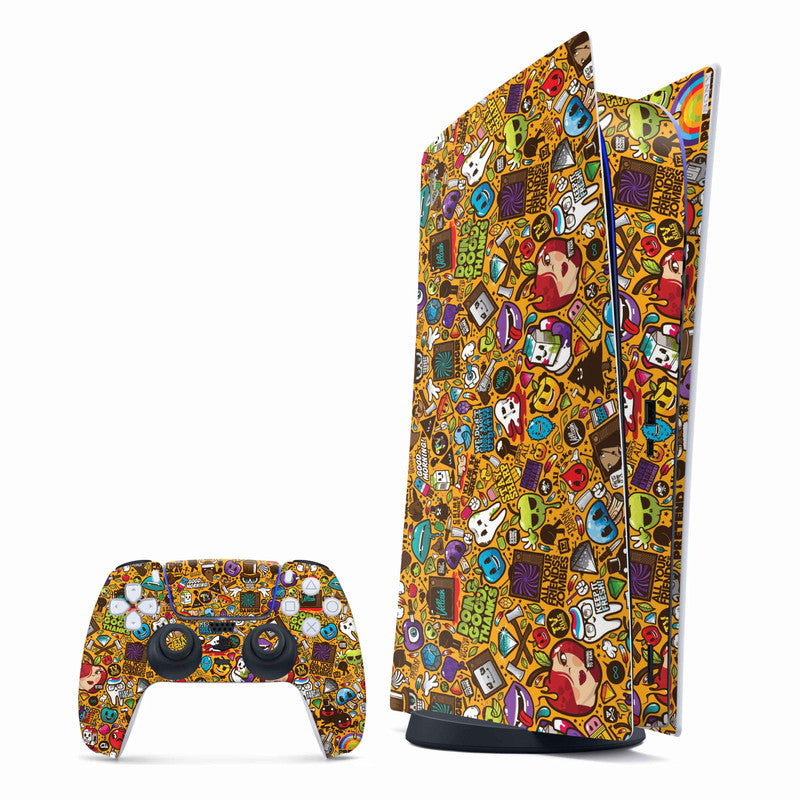 Olive Yellow Abstract PlayStation Skin - Skins For PlayStation 5