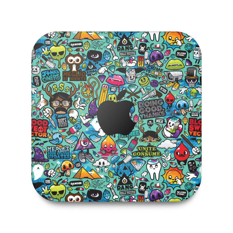 Blue Abstract Apple Mac Mini Skin