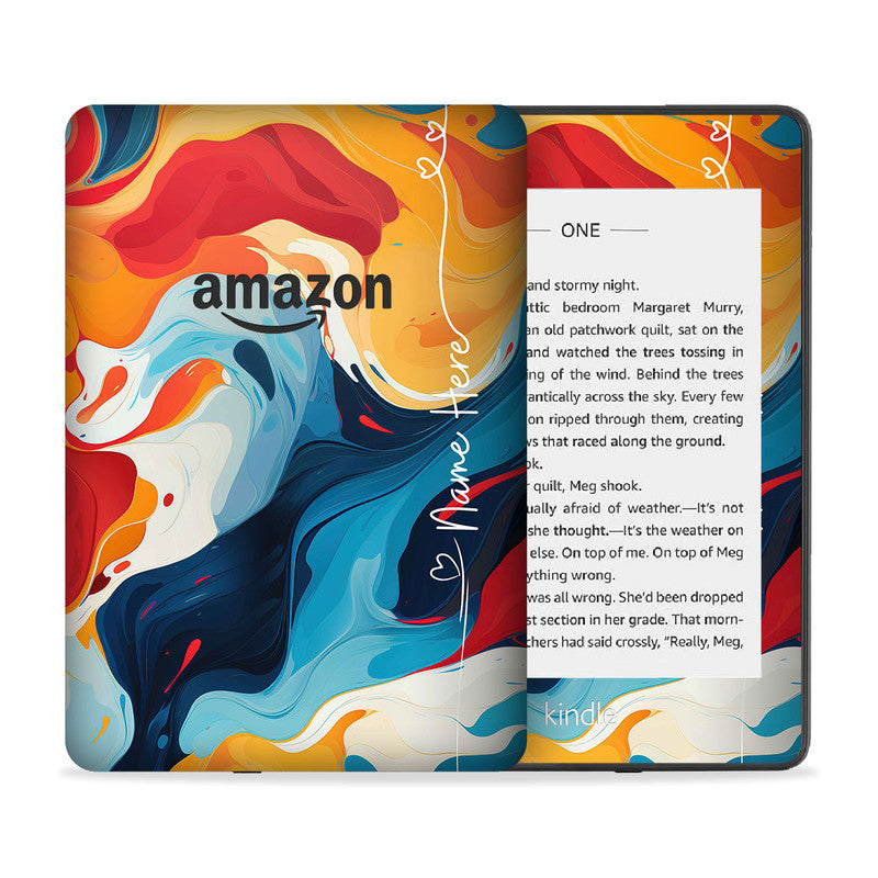 Fluid Waves Custom Name Skin For Kindle