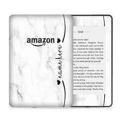 White Marble Custom Name Skin For Kindle