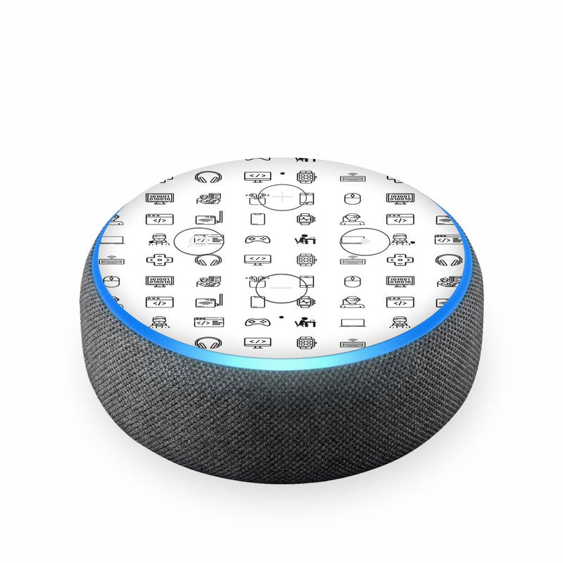 Tech Icons White Skin For Amazon Echodot – WrapCart Skins