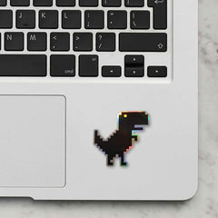 Pixel Dino Holographic Laptop Sticker