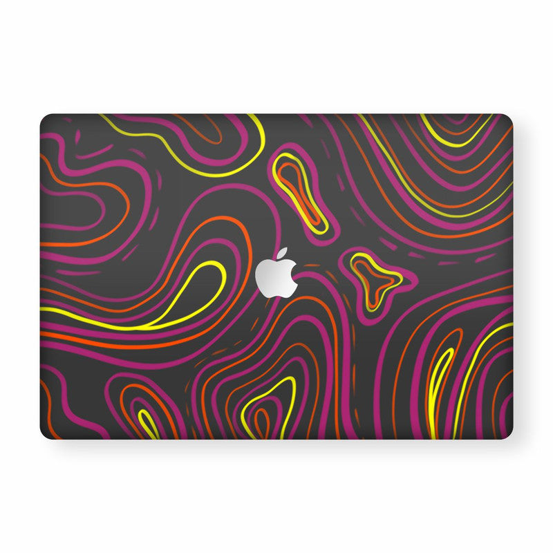 Macbook Wavy Neon Orange Laptop Skins