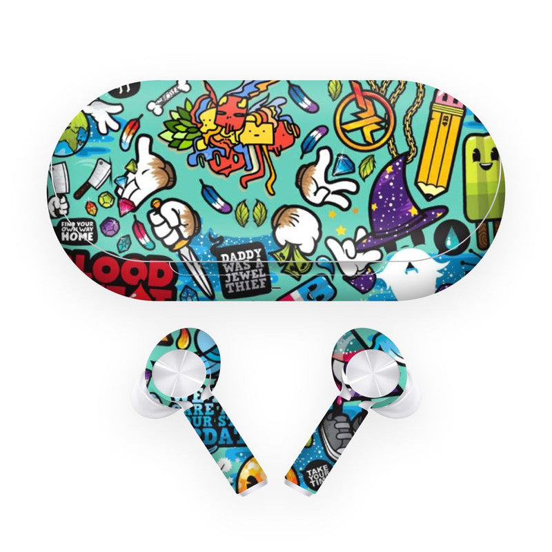 Buds Z Blue Abstract Skins