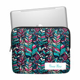 Colourfully Thin Leaves Laptop Sleeve - Custom Name