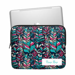 Colourfully Thin Leaves Laptop Sleeve - Custom Name