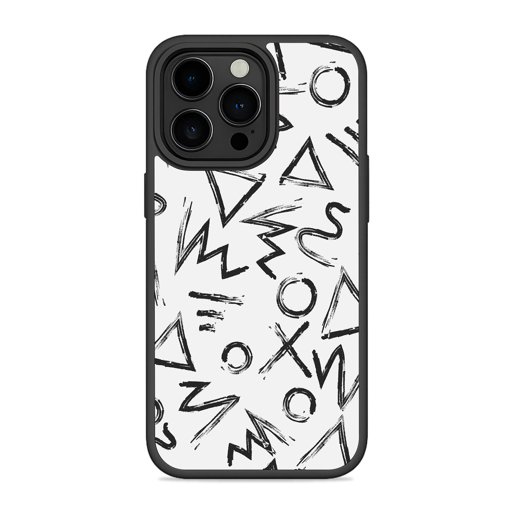 Metrical Stroke White Mobile Bumper Cover For iPhone 16 Pro