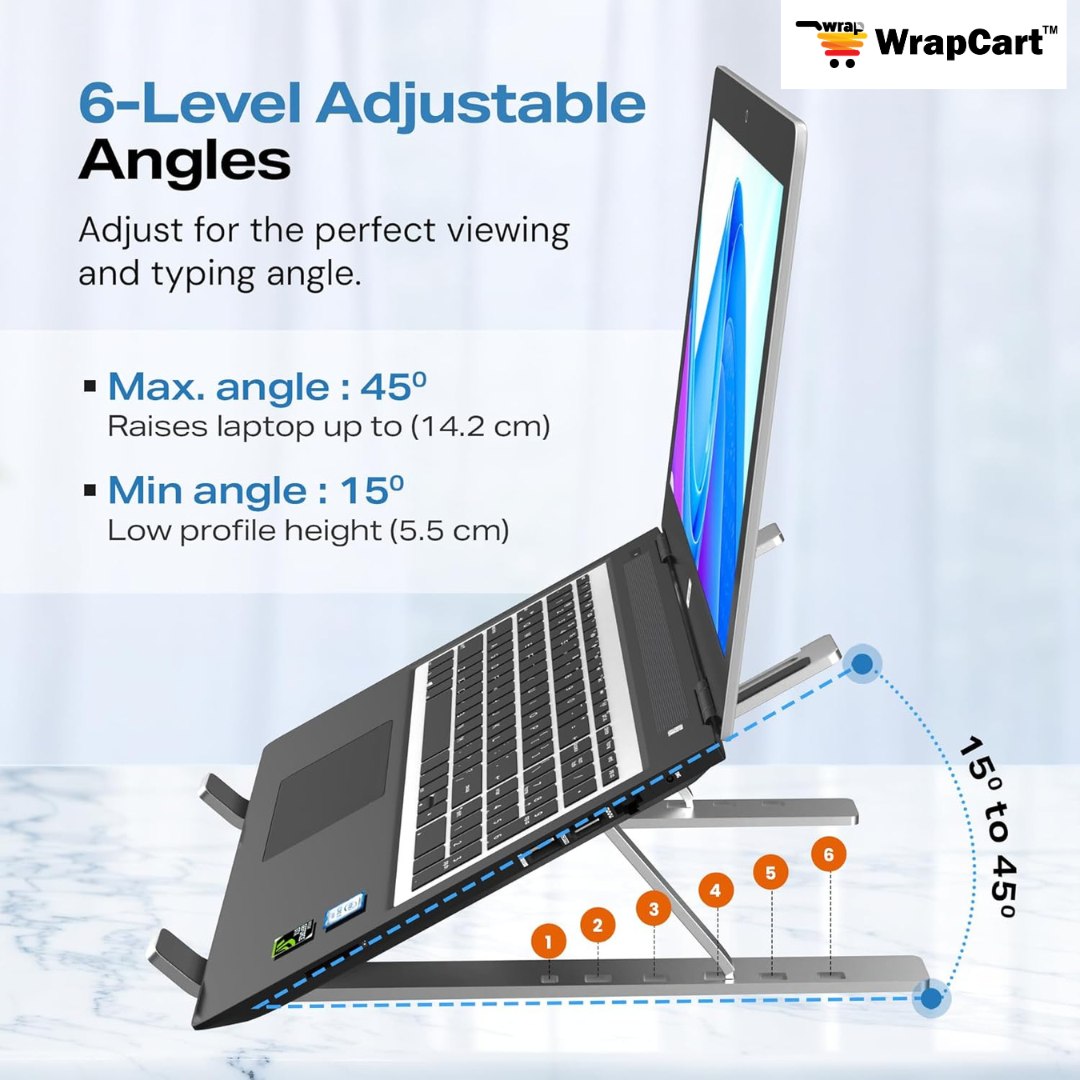6 Angles Adjustable Aluminum Ergonomic Foldable Portable Laptop Riser Stand Secondary image