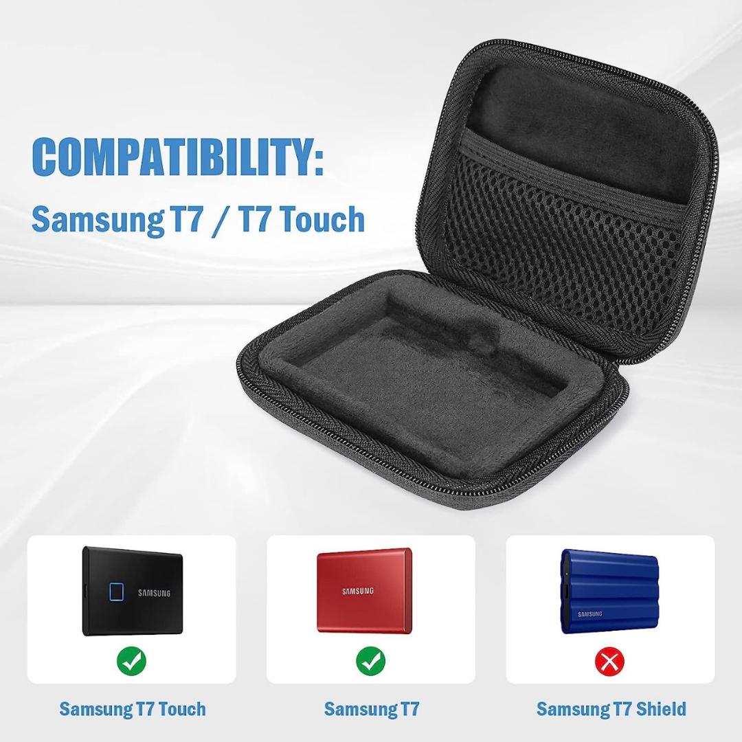 Samsung T7 and T7 Touch SSD Organizer Black Hard EVA Case