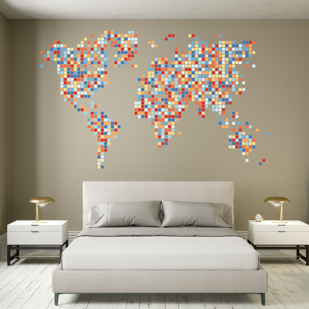 Pixelated Map Wall Sticker