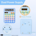 Pretty Pastel Calculator with Big 12 Digit Display - For Office/School/Home Use