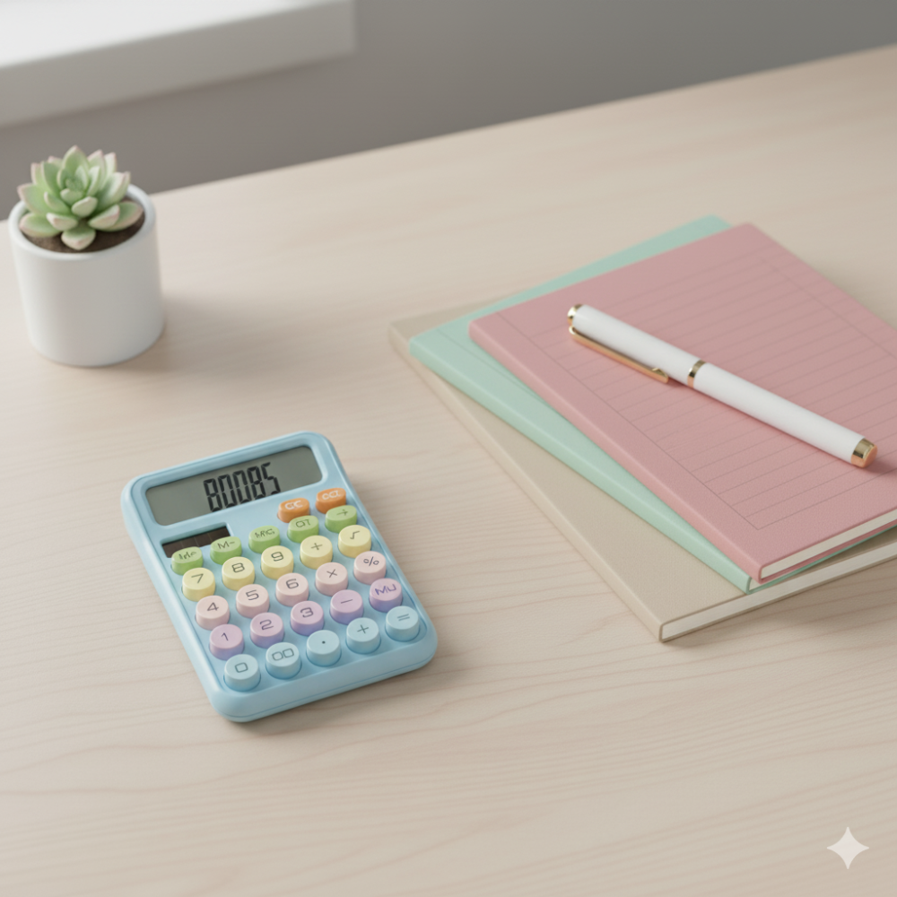 Pretty Pastel Calculator with Big 12 Digit Display - For Office/School/Home Use Main image
