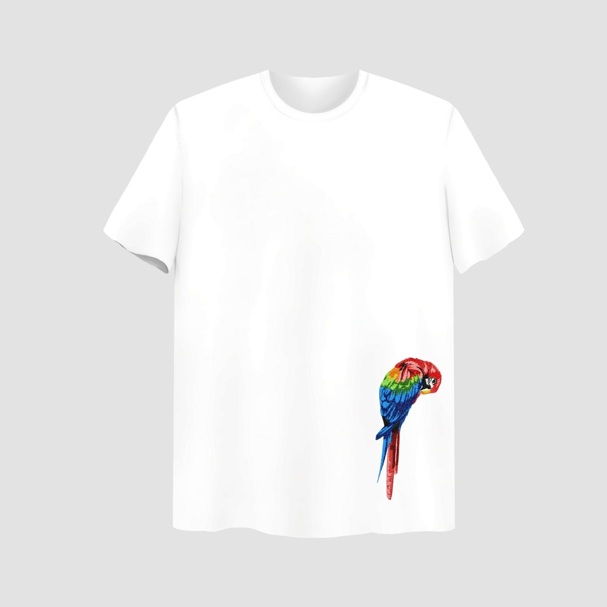 Parrot Embroidered White Oversize T Shirt Main image