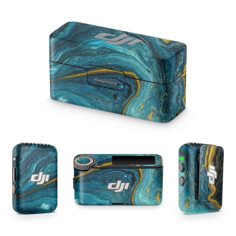 Blue Gold Marble 2 DJI Mic Skin - WrapCart Main image