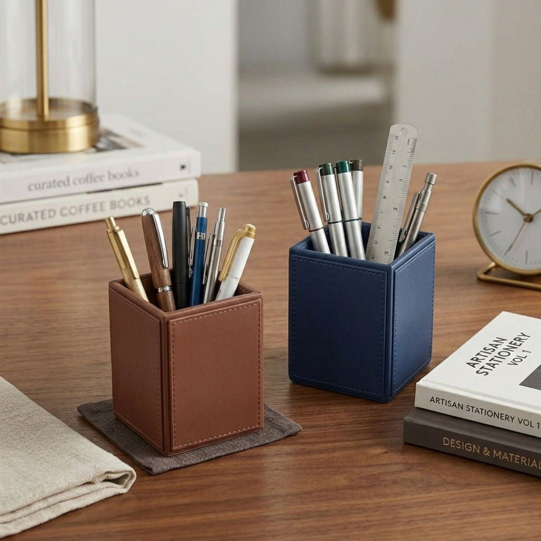 Ideal for corporate gifting, festive gifting, and special occasions like Diwali, Christmas, birthdays, and anniversaries, these durable accessories are thoughtfully designed for modern professionals and proudly Made in India. Upgrade your workspace with Wrapcart Premium Desk Accessories, crafted with high-quality MDF, steel core, and vegan faux leather for a perfect blend of style, durability, and functionality.